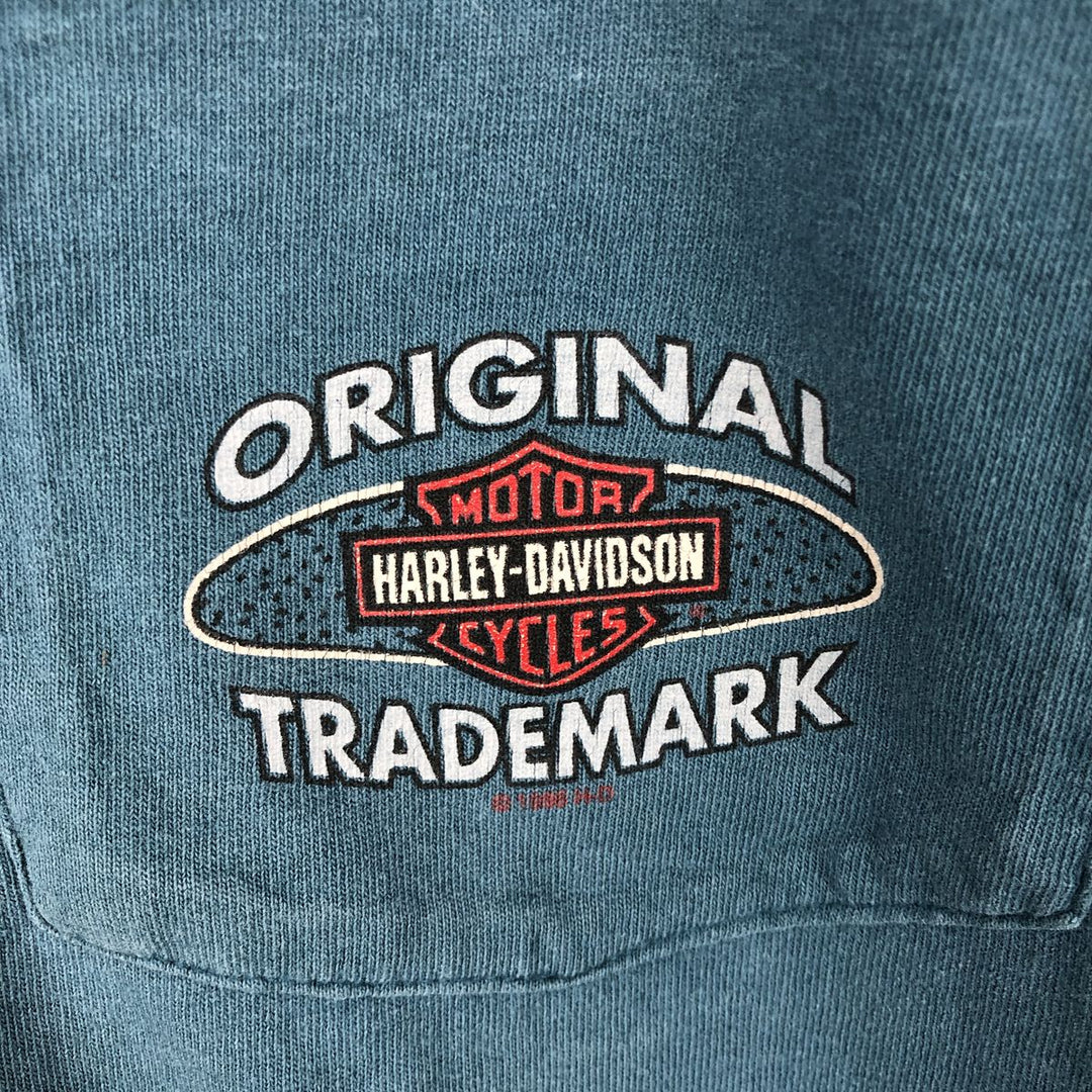 Harley-Davidson Motorcycle Bike T-shirt Made in USA Men's L size cotton blue type Vintage Second Hand