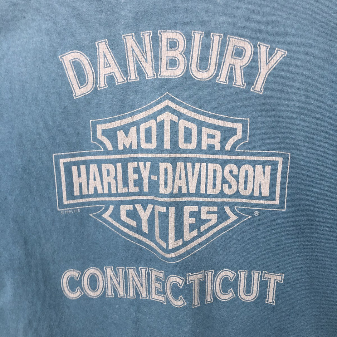 Harley-Davidson Motorcycle Bike T-shirt Made in USA Men's L size cotton blue type Vintage Second Hand