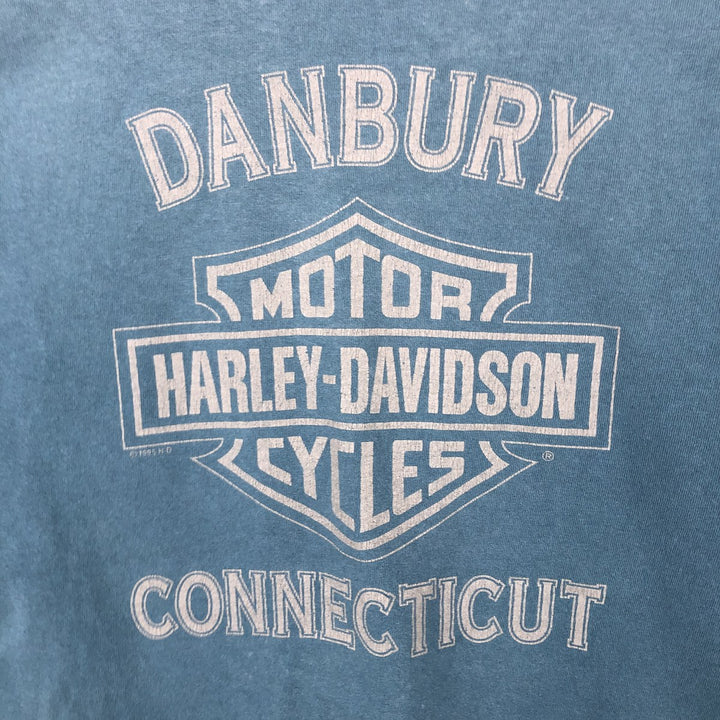 Harley-Davidson Motorcycle Bike T-shirt Made in USA Men's L size cotton blue type Vintage Second Hand