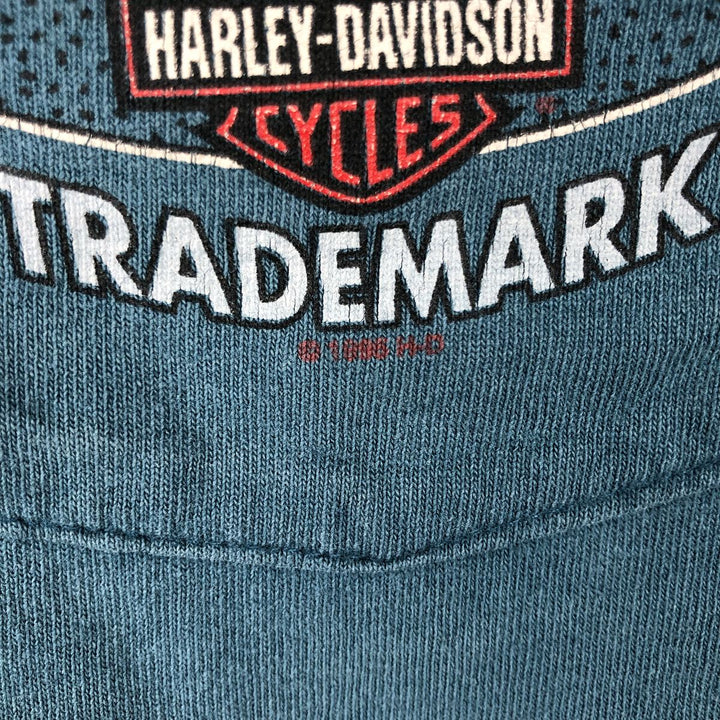 Harley-Davidson Motorcycle Bike T-shirt Made in USA Men's L size cotton blue type Vintage Second Hand