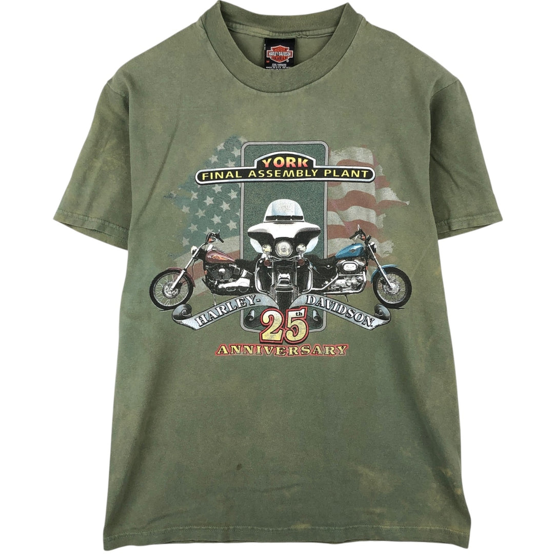 90'S Hanes Harley-Davidson Motorcycle T-Shirt, Made in USA, Men's Size M (approx.), Vintage cotton green type Vintage Second Hand