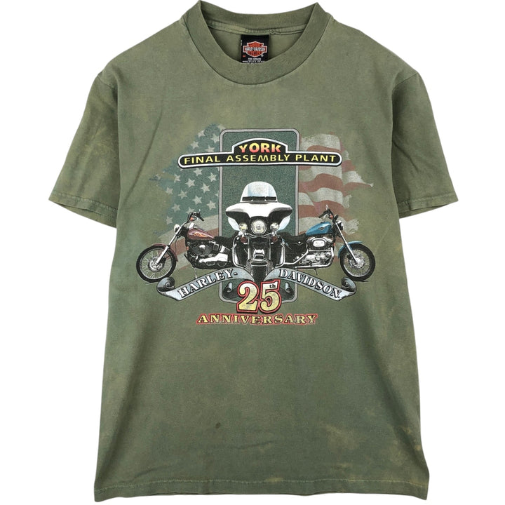 90'S Hanes Harley-Davidson Motorcycle T-Shirt, Made in USA, Men's Size M (approx.), Vintage cotton green type Vintage Second Hand