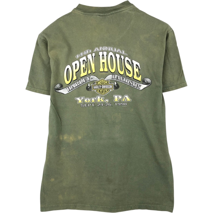 90'S Hanes Harley-Davidson Motorcycle T-Shirt, Made in USA, Men's Size M (approx.), Vintage cotton green type Vintage Second Hand