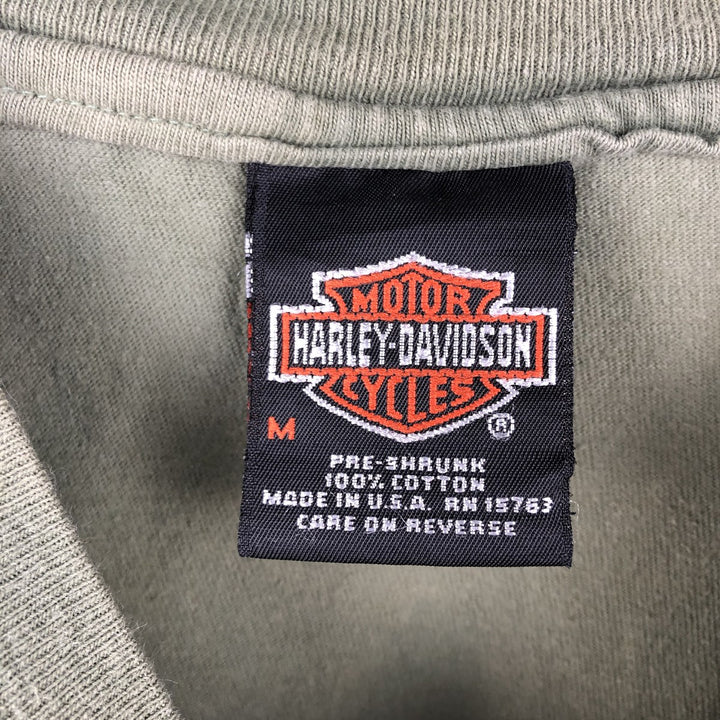 90'S Hanes Harley-Davidson Motorcycle T-Shirt, Made in USA, Men's Size M (approx.), Vintage cotton green type Vintage Second Hand