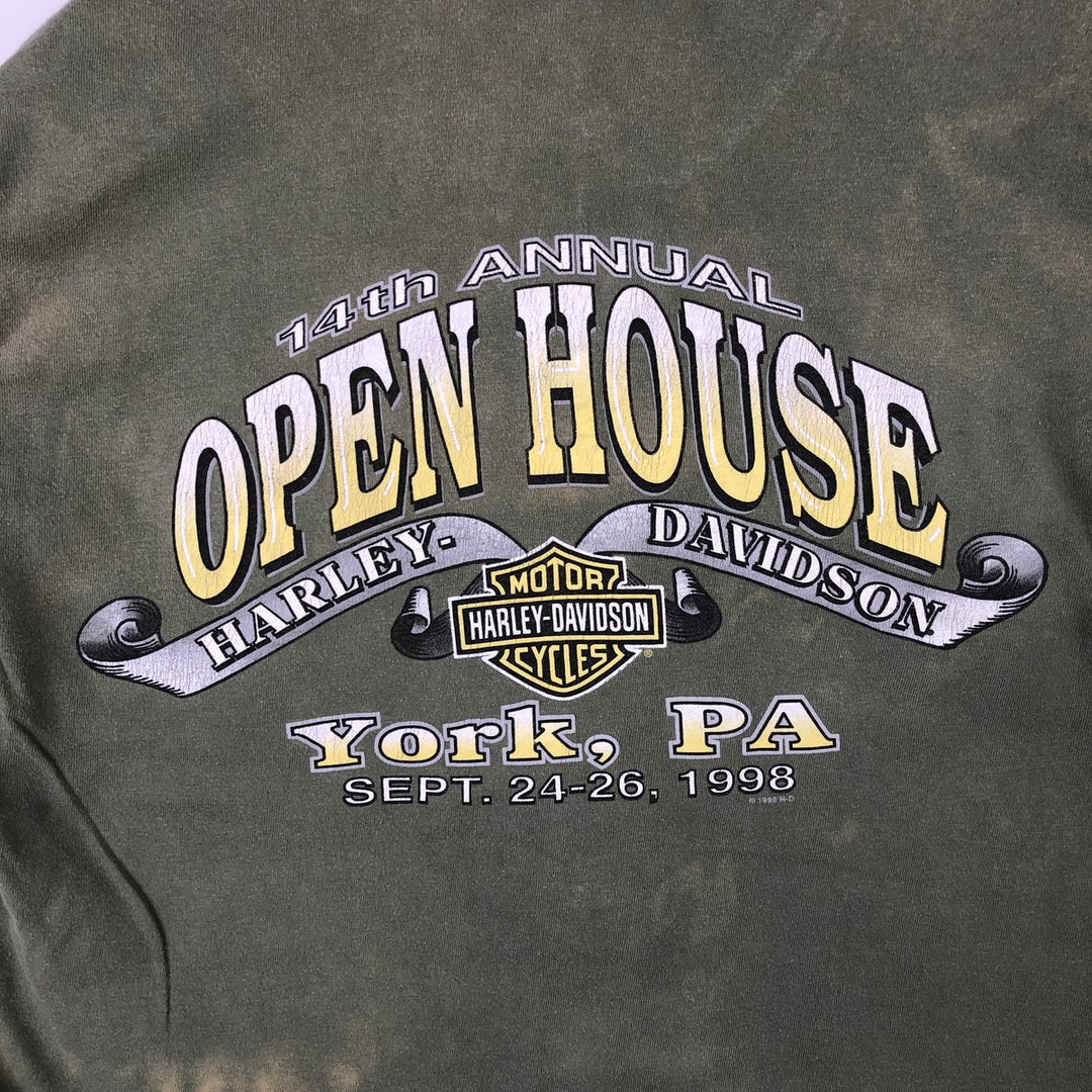 90'S Hanes Harley-Davidson Motorcycle T-Shirt, Made in USA, Men's Size M (approx.), Vintage cotton green type Vintage Second Hand