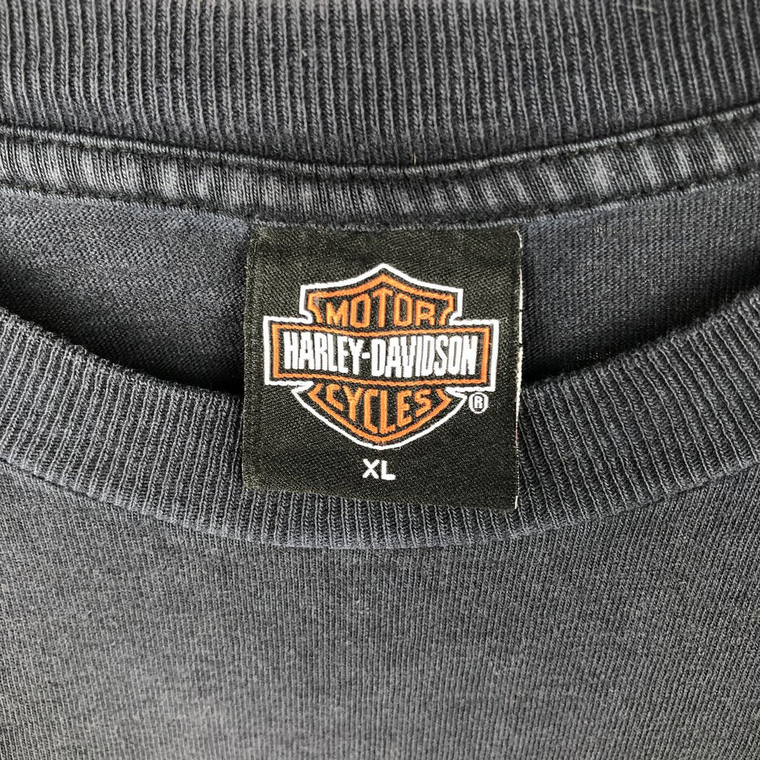 00'S Harley-Davidson Eagle Pattern Motorcycle Bike T-shirt Made in USA Men's XL cotton black type Vintage Second Hand
