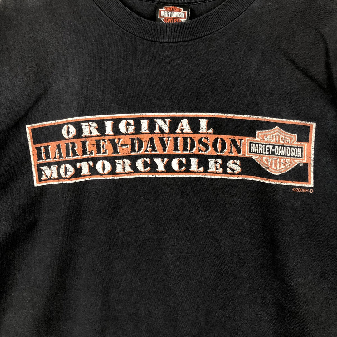 00'S Harley-Davidson Eagle Pattern Motorcycle Bike T-shirt Made in USA Men's XL cotton black type Vintage Second Hand