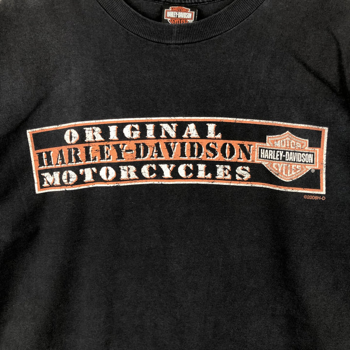 00'S Harley-Davidson Eagle Pattern Motorcycle Bike T-shirt Made in USA Men's XL cotton black type Vintage Second Hand