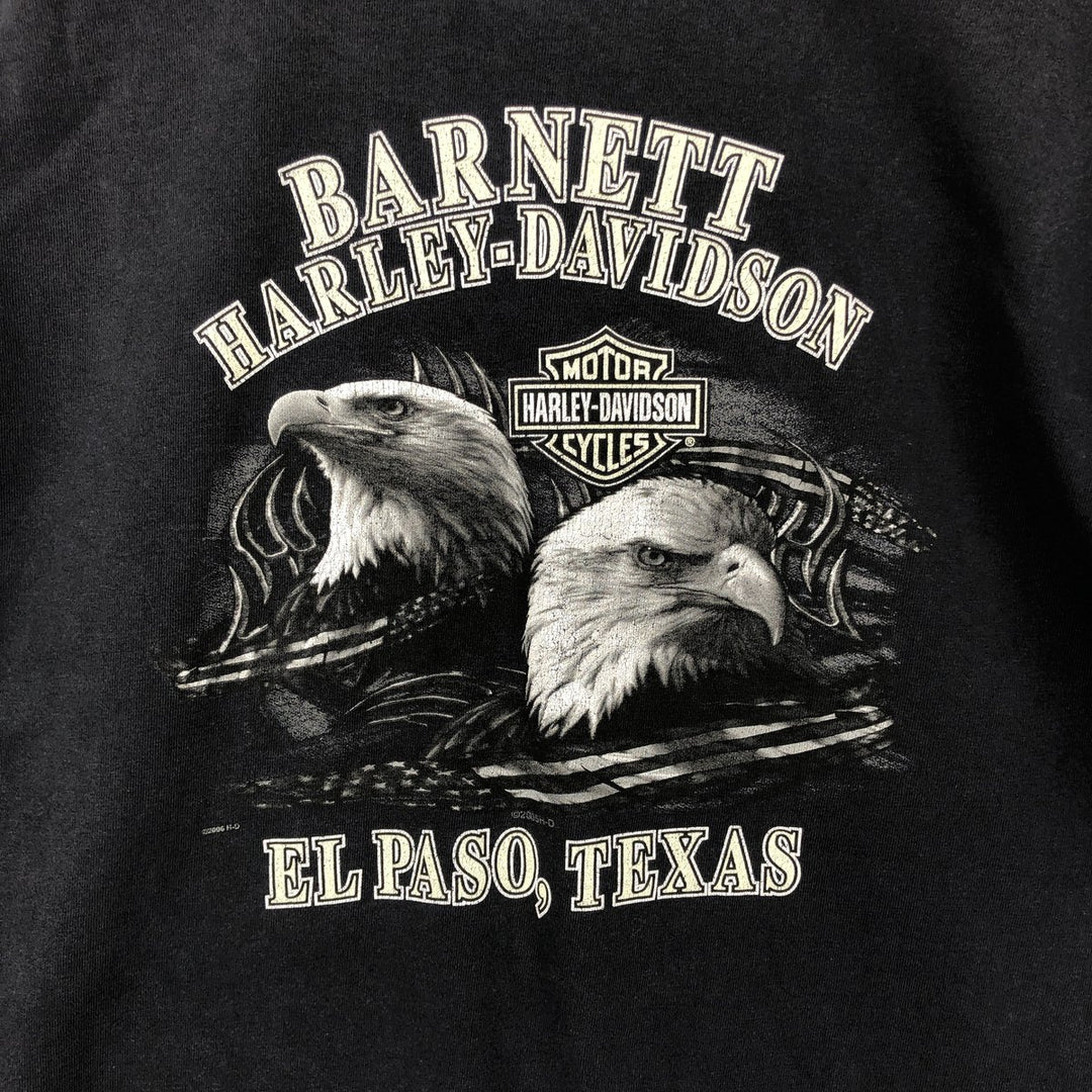 00'S Harley-Davidson Eagle Pattern Motorcycle Bike T-shirt Made in USA Men's XL cotton black type Vintage Second Hand