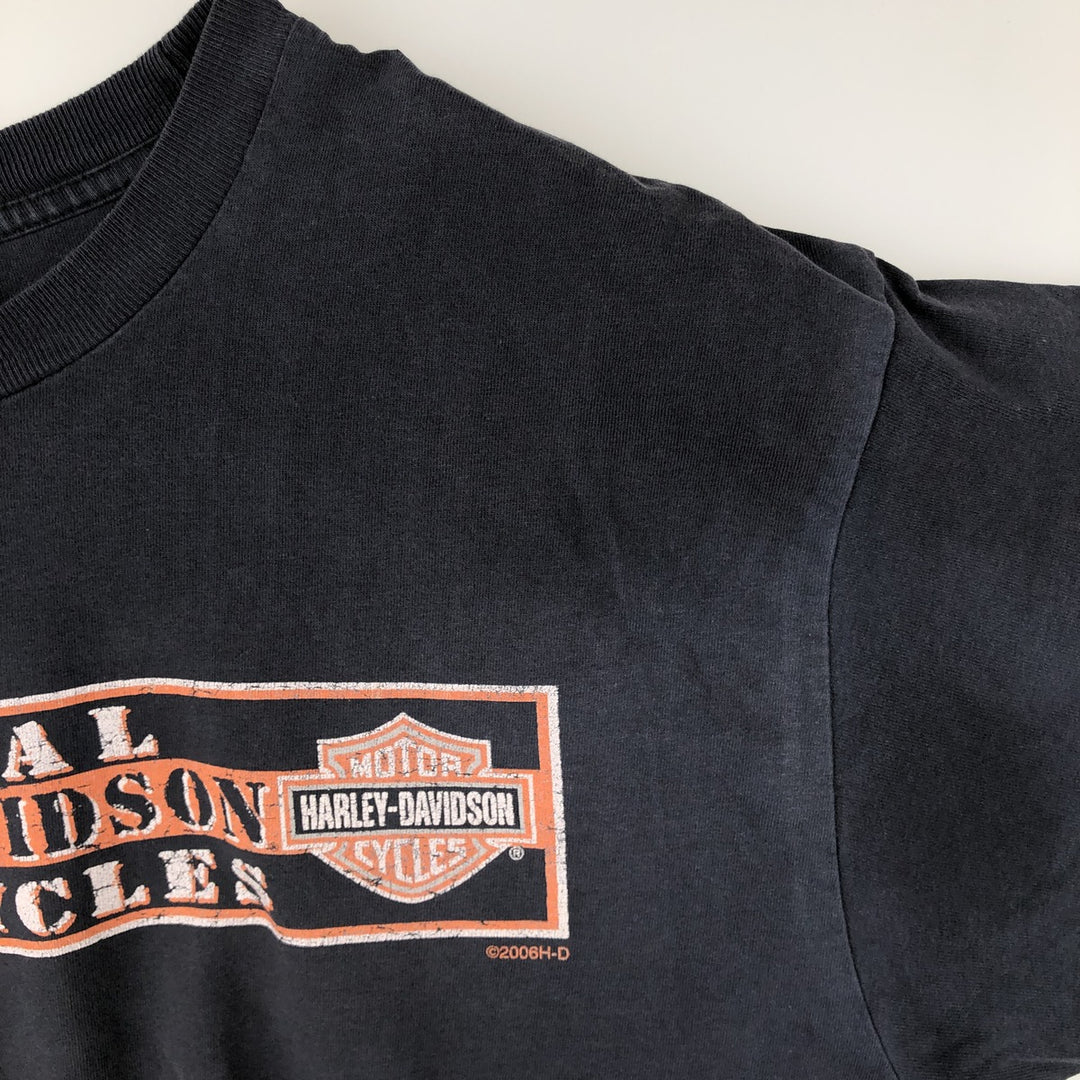 00'S Harley-Davidson Eagle Pattern Motorcycle Bike T-shirt Made in USA Men's XL cotton black type Vintage Second Hand