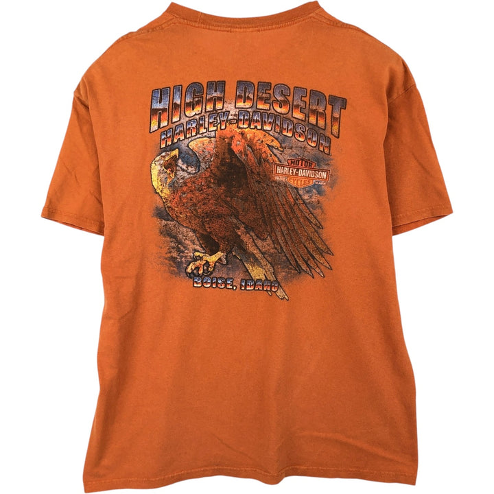 Harley Davidson Eagle Pattern Fire Pattern Motorcycle Bike T-shirt Men's XL cotton orange type Vintage Second Hand