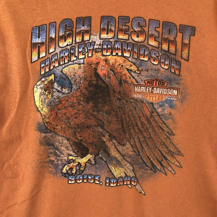 Harley Davidson Eagle Pattern Fire Pattern Motorcycle Bike T-shirt Men's XL cotton orange type Vintage Second Hand