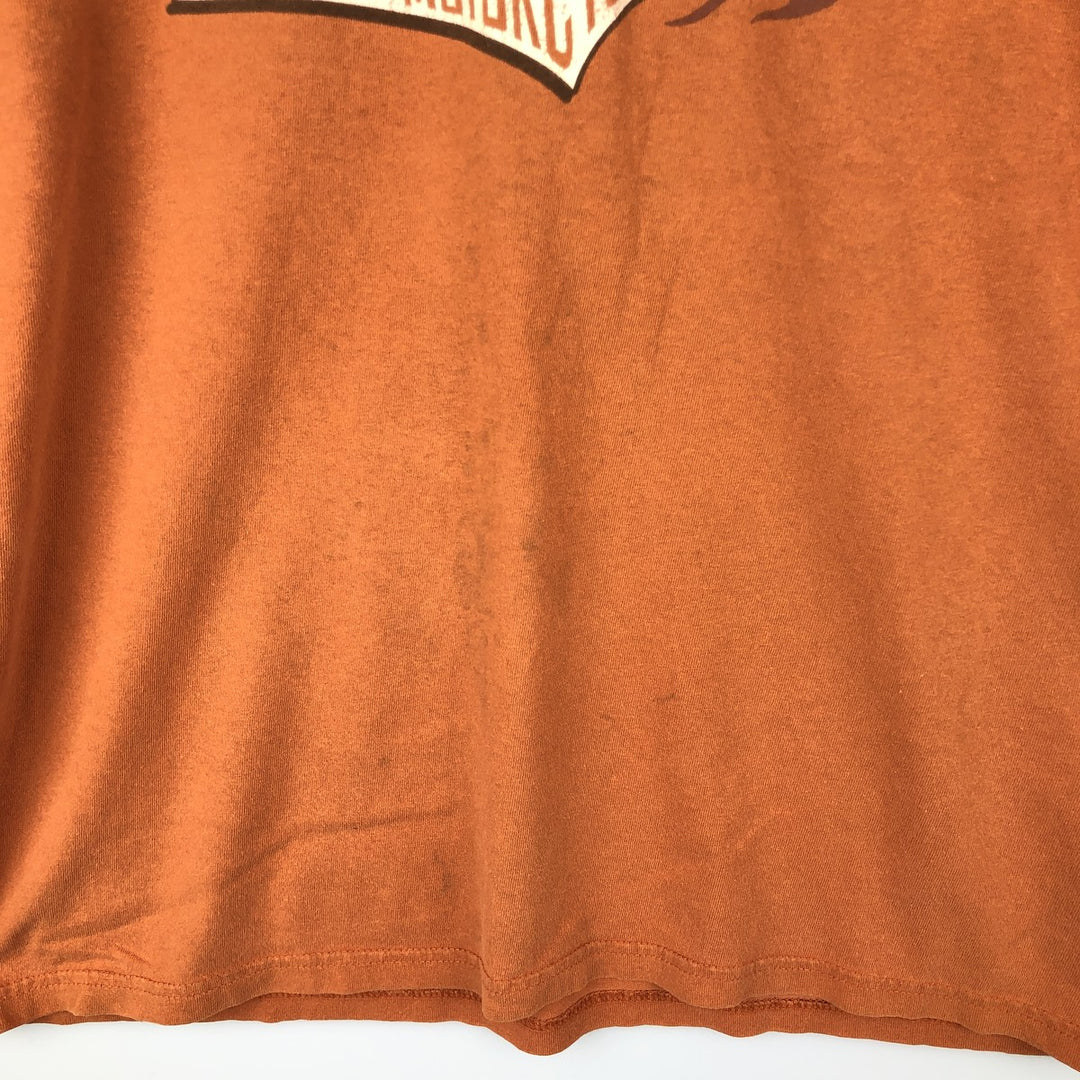 Harley Davidson Eagle Pattern Fire Pattern Motorcycle Bike T-shirt Men's XL cotton orange type Vintage Second Hand