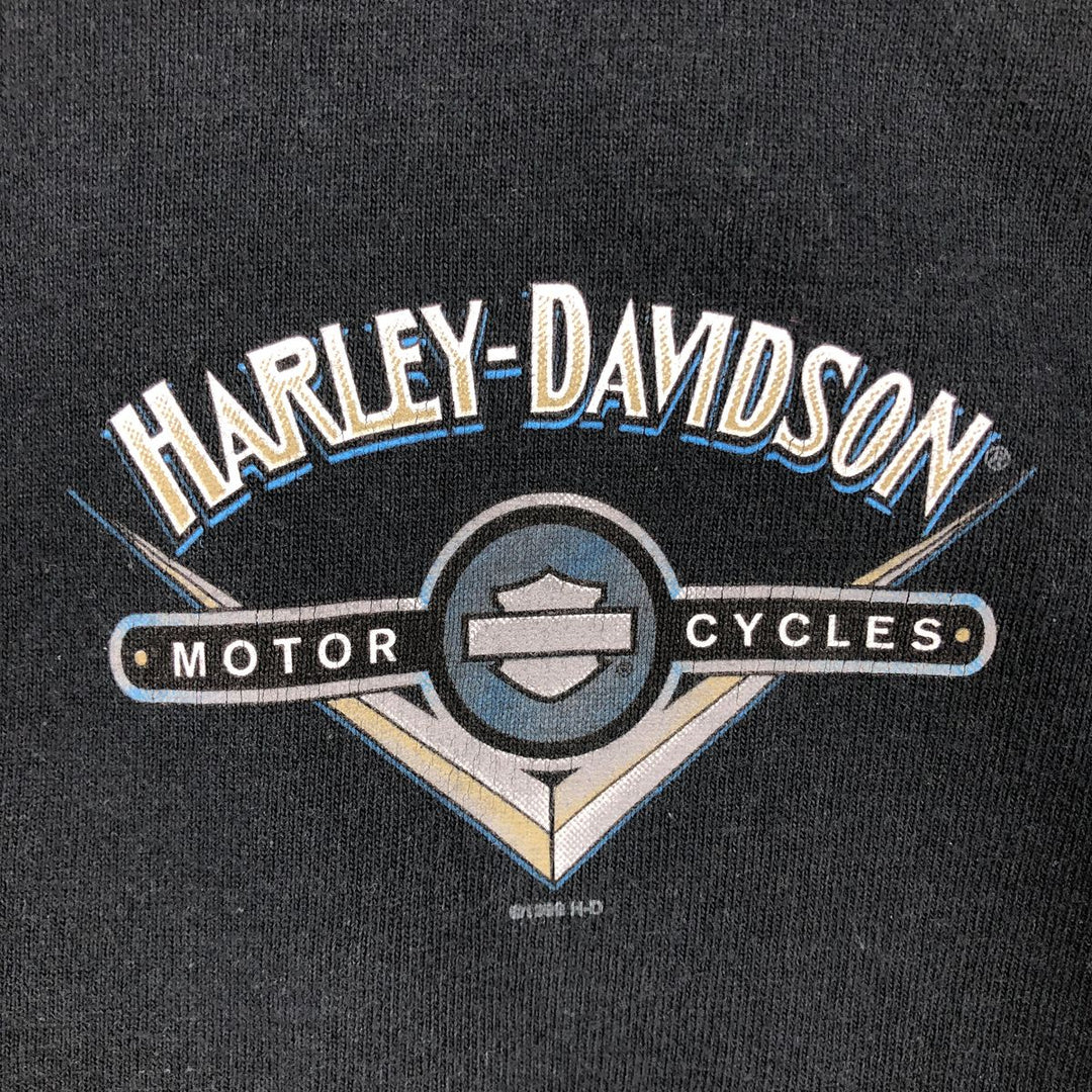 Harley-Davidson Henley Neck Motorcycle T-Shirt, Made in USA, Men's XL (approx.), Vintage cotton black type Vintage Second Hand