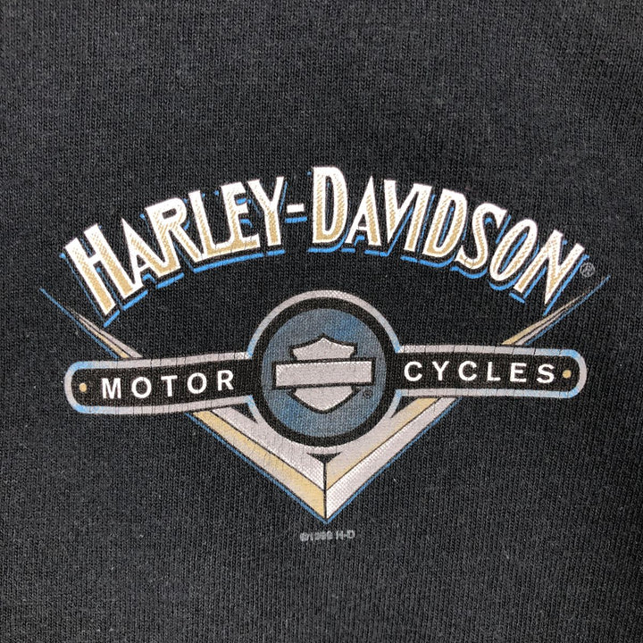 Harley-Davidson Henley Neck Motorcycle T-Shirt, Made in USA, Men's XL (approx.), Vintage cotton black type Vintage Second Hand