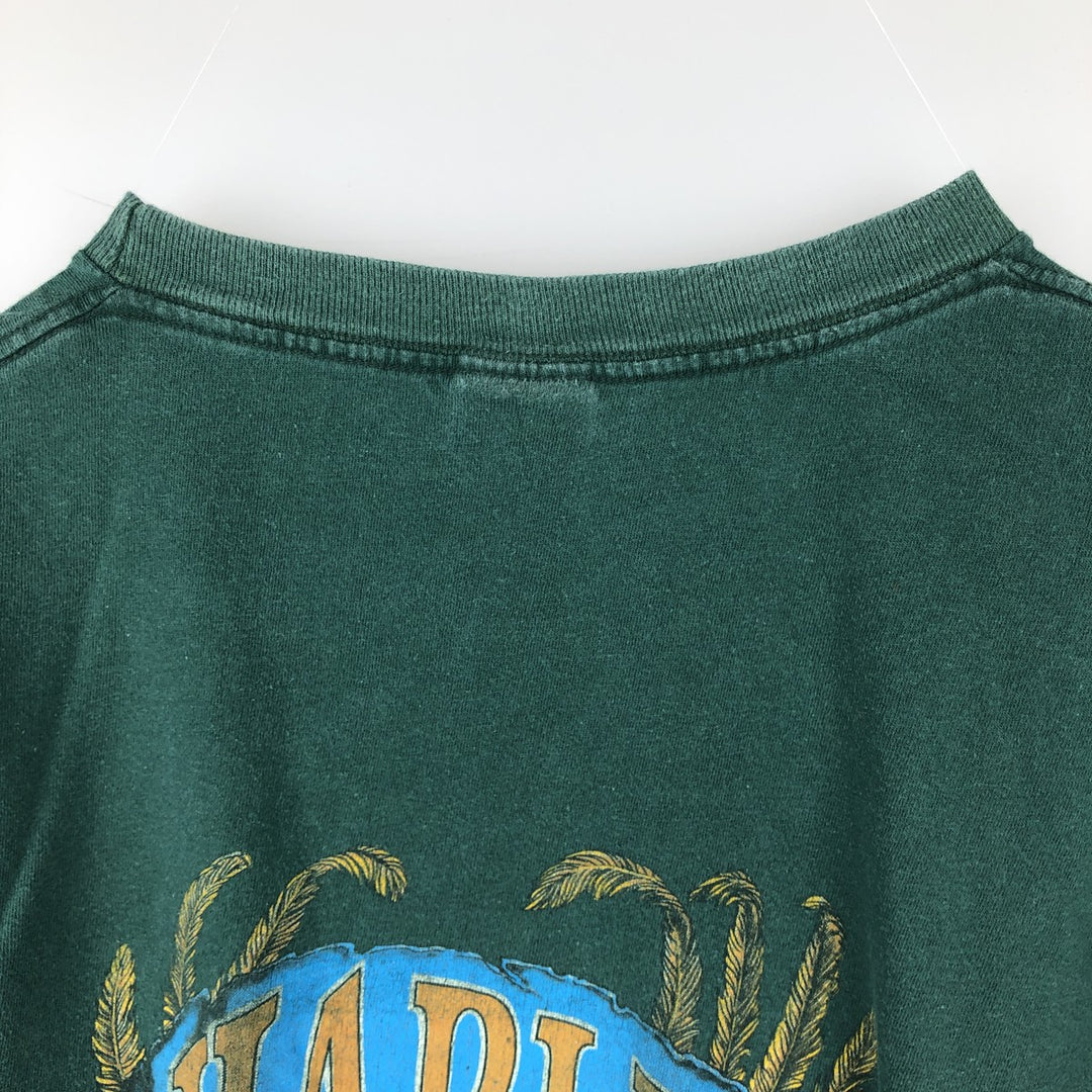 Harley-Davidson Eagle Pattern Motorcycle T-Shirt, Made in USA, Men's Size L (approx.) cotton green type Vintage Second Hand