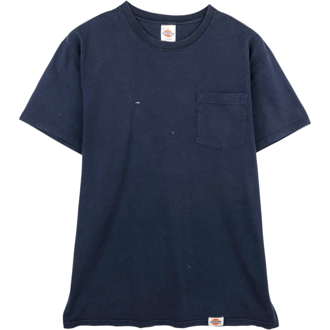 Dickies Short-Sleeve Pocket T-Shirt, Men's Size L (approx.) cotton navy blue type Vintage Second Hand