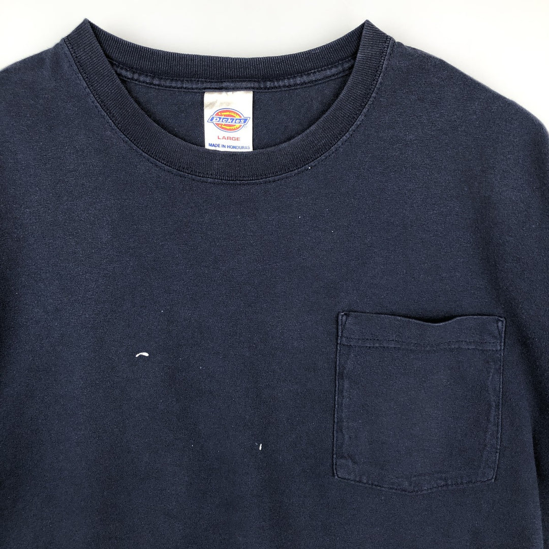 Dickies Short-Sleeve Pocket T-Shirt, Men's Size L (approx.) cotton navy blue type Vintage Second Hand