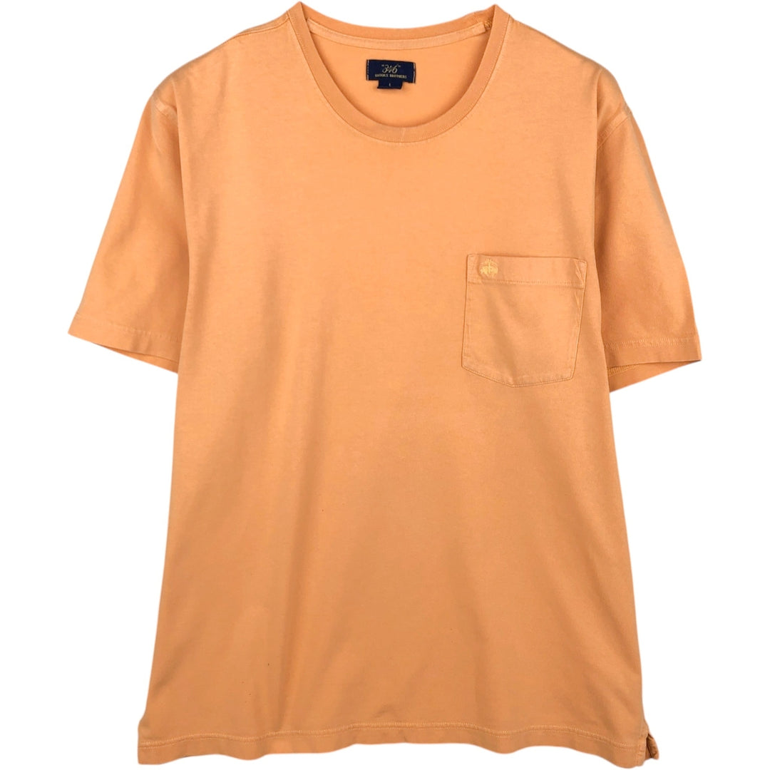 Brooks Brothers 346 Short-Sleeve One-Point Logo Pocket T-Shirt, Men's Size L (approx.) cotton orange type Vintage Second Hand