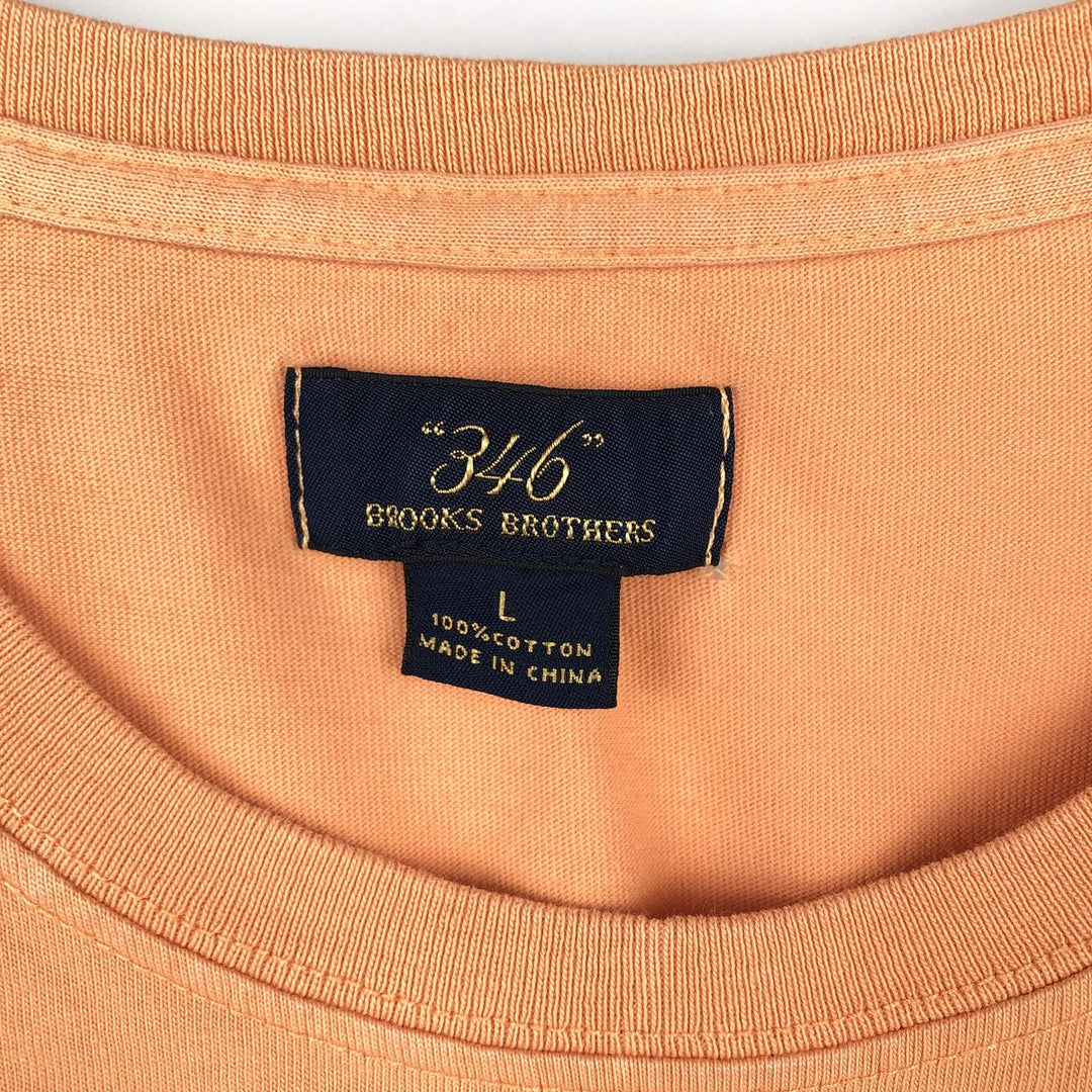 Brooks Brothers 346 Short-Sleeve One-Point Logo Pocket T-Shirt, Men's Size L (approx.) cotton orange type Vintage Second Hand