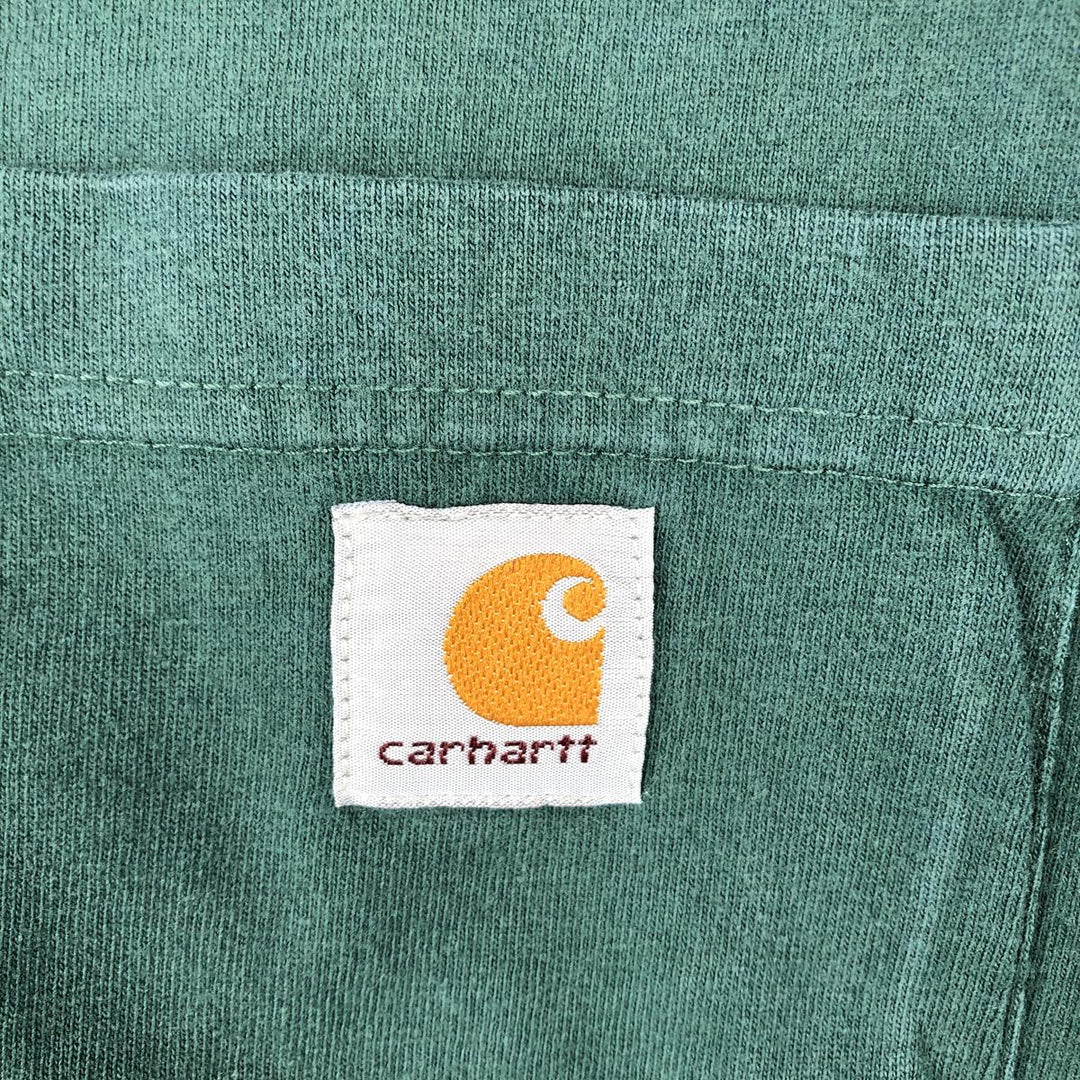 Carhartt Henley neck short-sleeved T-shirt, men's size XL. unclear green type Vintage Second Hand