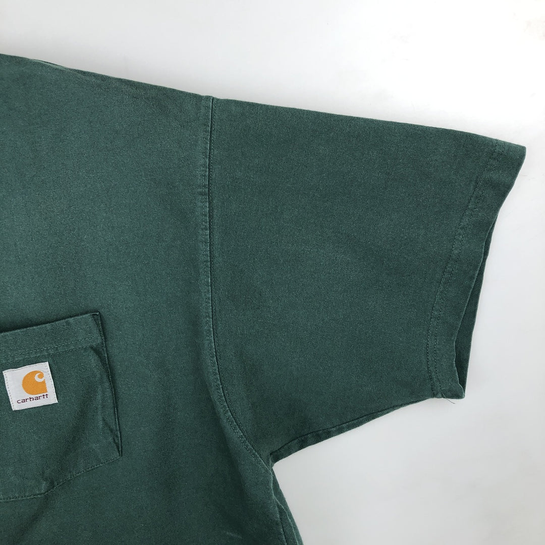 Carhartt Henley neck short-sleeved T-shirt, men's size XL. unclear green type Vintage Second Hand