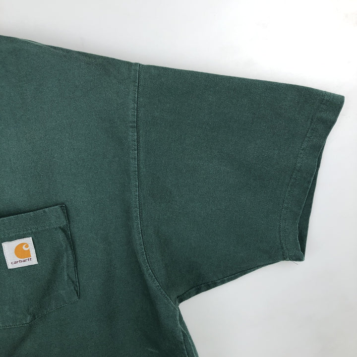 Carhartt Henley neck short-sleeved T-shirt, men's size XL. unclear green type Vintage Second Hand