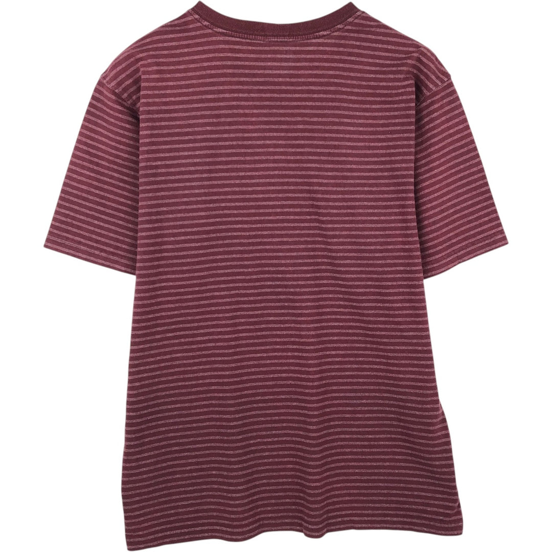 Carhartt ORIGINAL FIT Border Pattern Short-Sleeve Striped T-Shirt (Men's Size M) cotton wine-red Vintage Second Hand