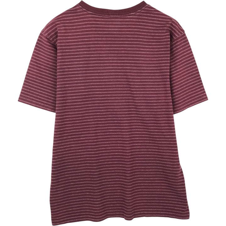 Carhartt ORIGINAL FIT Border Pattern Short-Sleeve Striped T-Shirt (Men's Size M) cotton wine-red Vintage Second Hand