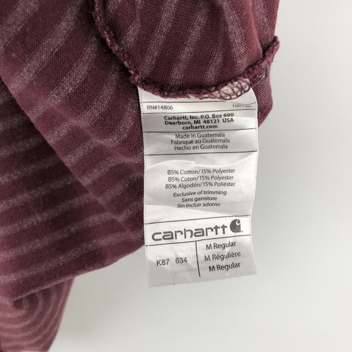 Carhartt ORIGINAL FIT Border Pattern Short-Sleeve Striped T-Shirt (Men's Size M) cotton wine-red Vintage Second Hand