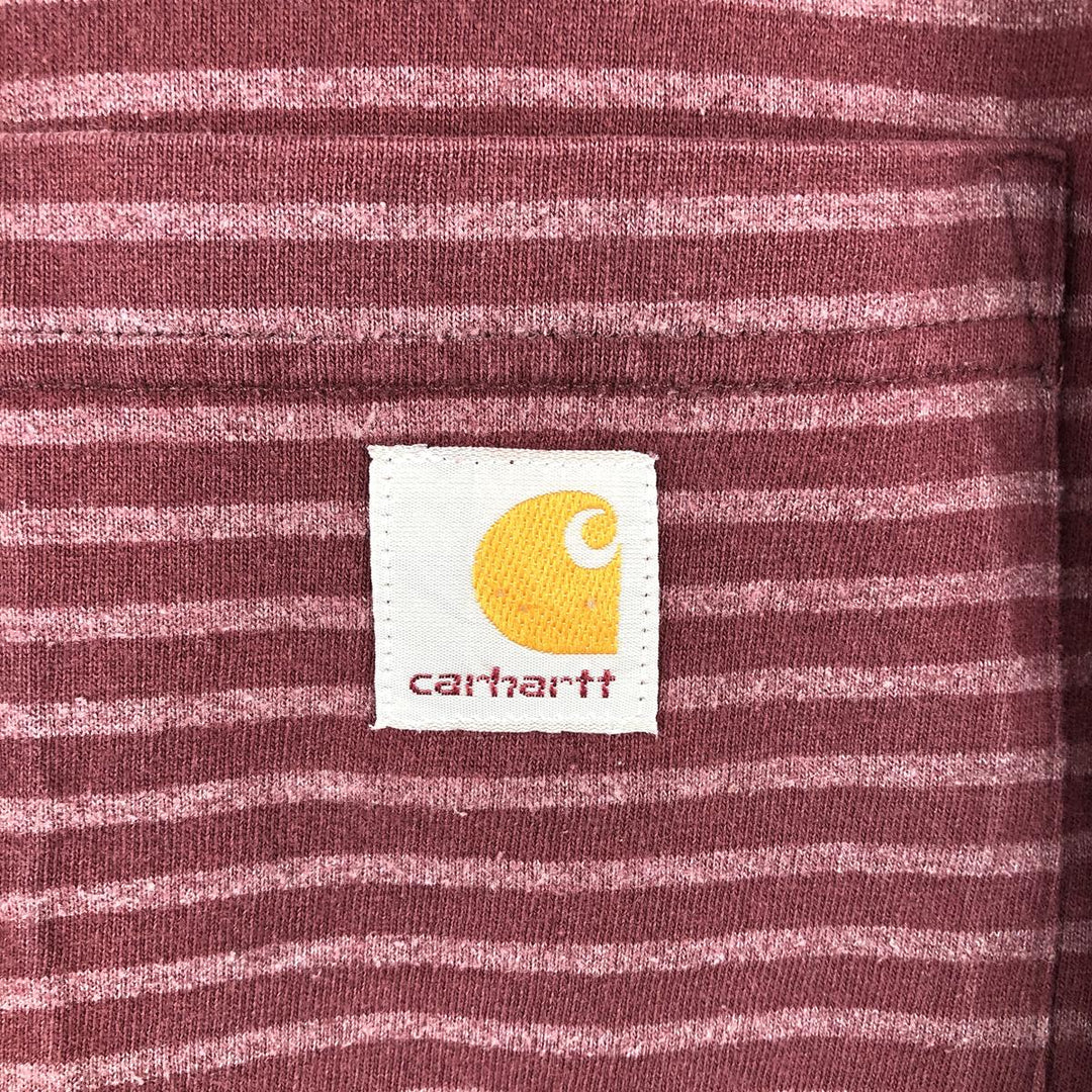 Carhartt ORIGINAL FIT Border Pattern Short-Sleeve Striped T-Shirt (Men's Size M) cotton wine-red Vintage Second Hand