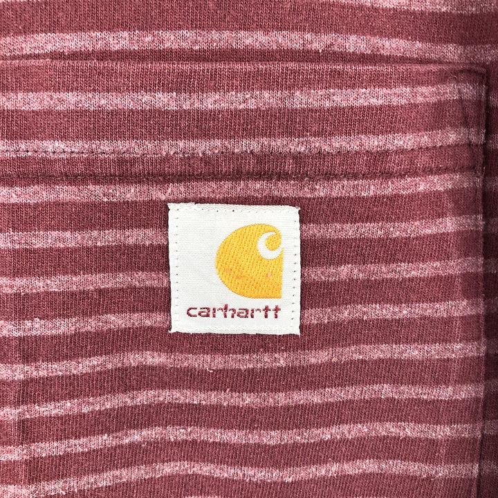 Carhartt ORIGINAL FIT Border Pattern Short-Sleeve Striped T-Shirt (Men's Size M) cotton wine-red Vintage Second Hand