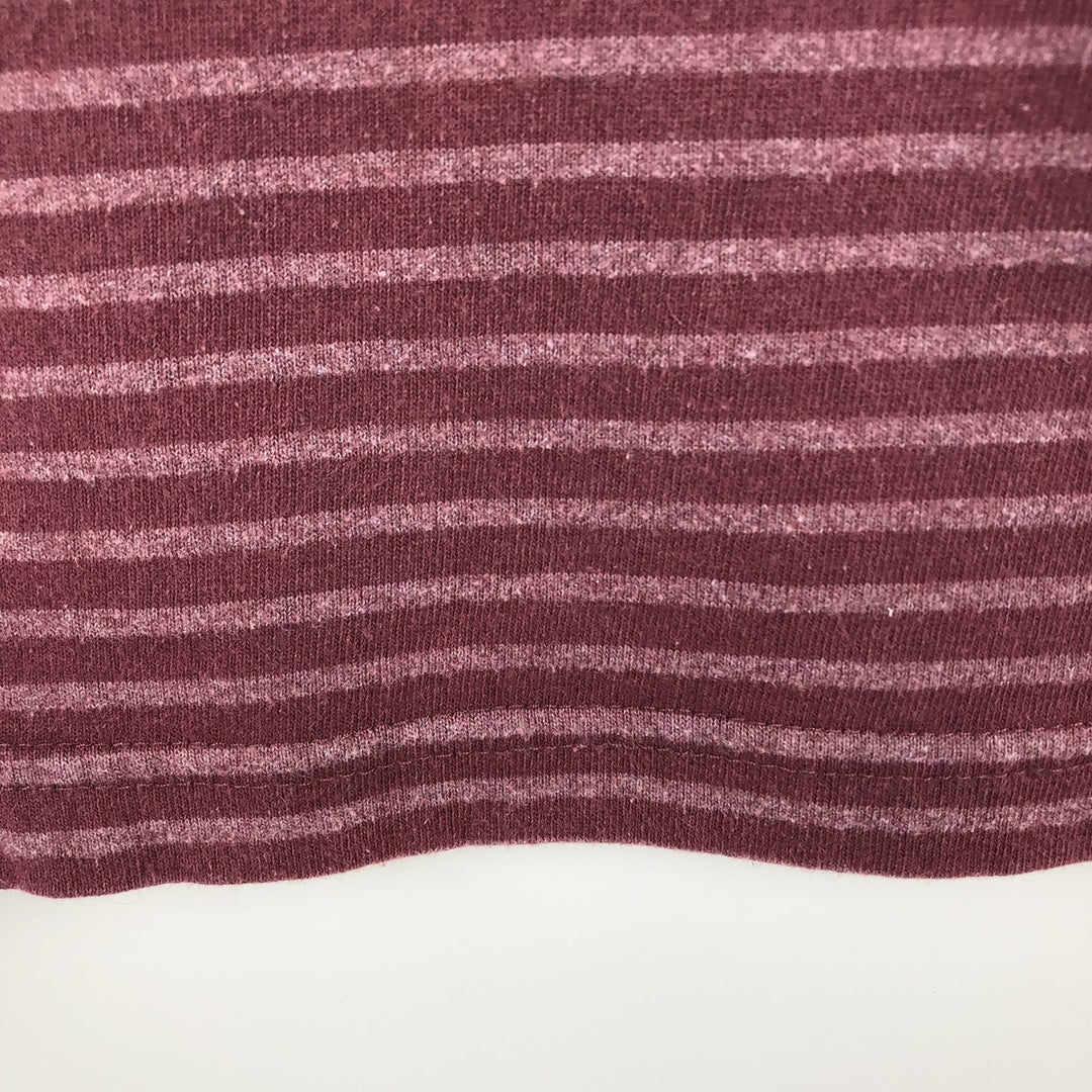 Carhartt ORIGINAL FIT Border Pattern Short-Sleeve Striped T-Shirt (Men's Size M) cotton wine-red Vintage Second Hand
