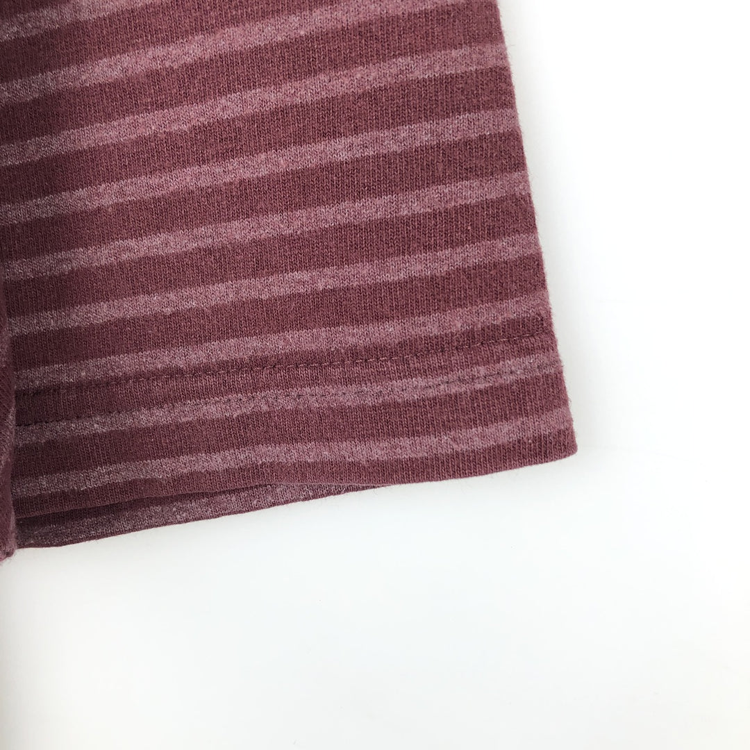 Carhartt ORIGINAL FIT Border Pattern Short-Sleeve Striped T-Shirt (Men's Size M) cotton wine-red Vintage Second Hand