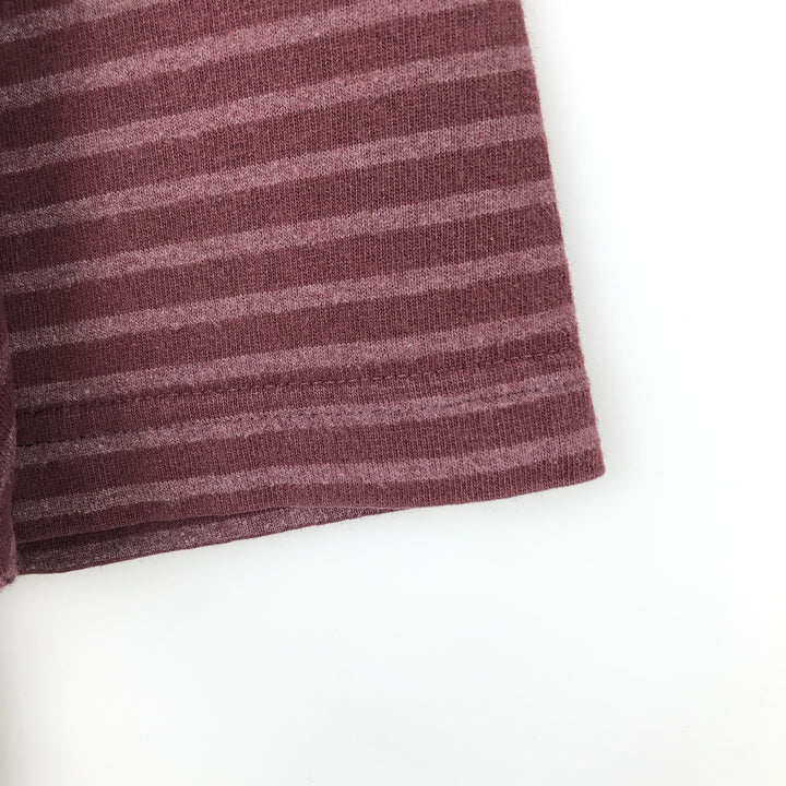 Carhartt ORIGINAL FIT Border Pattern Short-Sleeve Striped T-Shirt (Men's Size M) cotton wine-red Vintage Second Hand