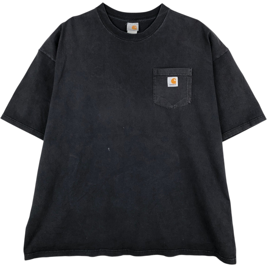 Carhartt back print short-sleeved pocket t-shirt, men's size XXL. unclear black type Vintage Second Hand