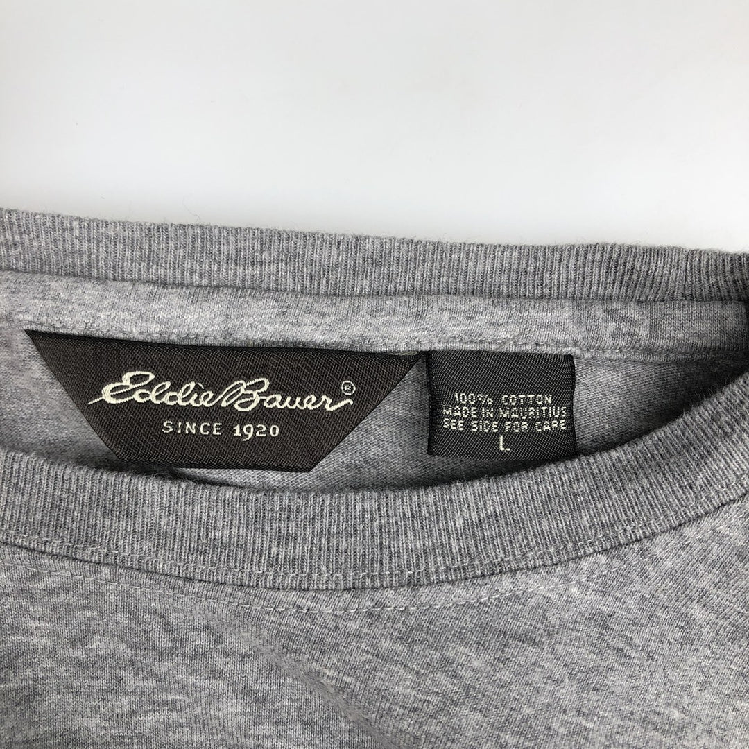 Eddie Bauer Short-Sleeve Printed T-Shirt, Men's Size L (approx.) cotton gray type Vintage Second Hand