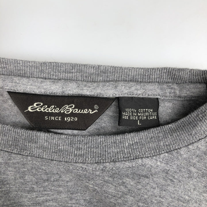 Eddie Bauer Short-Sleeve Printed T-Shirt, Men's Size L (approx.) cotton gray type Vintage Second Hand