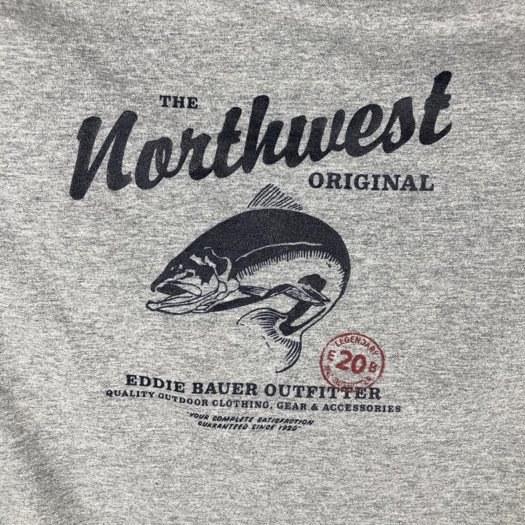 Eddie Bauer Short-Sleeve Printed T-Shirt, Men's Size L (approx.) cotton gray type Vintage Second Hand