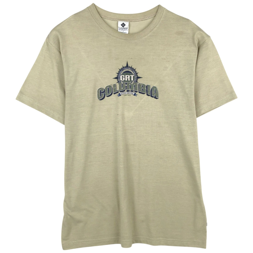 90'S Columbia Short-Sleeve Printed T-Shirt, Made in USA, Men's Size L (Equivalent), Vintage polyester gray type Vintage Second Hand