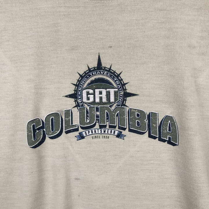 90'S Columbia Short-Sleeve Printed T-Shirt, Made in USA, Men's Size L (Equivalent), Vintage polyester gray type Vintage Second Hand