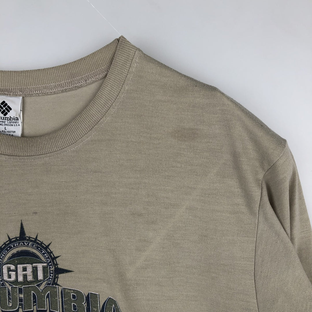 90'S Columbia Short-Sleeve Printed T-Shirt, Made in USA, Men's Size L (Equivalent), Vintage polyester gray type Vintage Second Hand