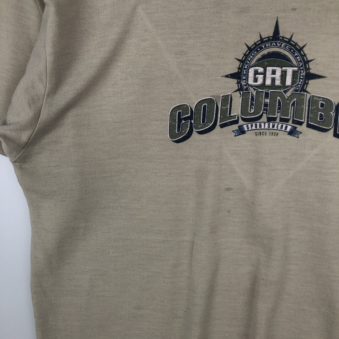 90'S Columbia Short-Sleeve Printed T-Shirt, Made in USA, Men's Size L (Equivalent), Vintage polyester gray type Vintage Second Hand