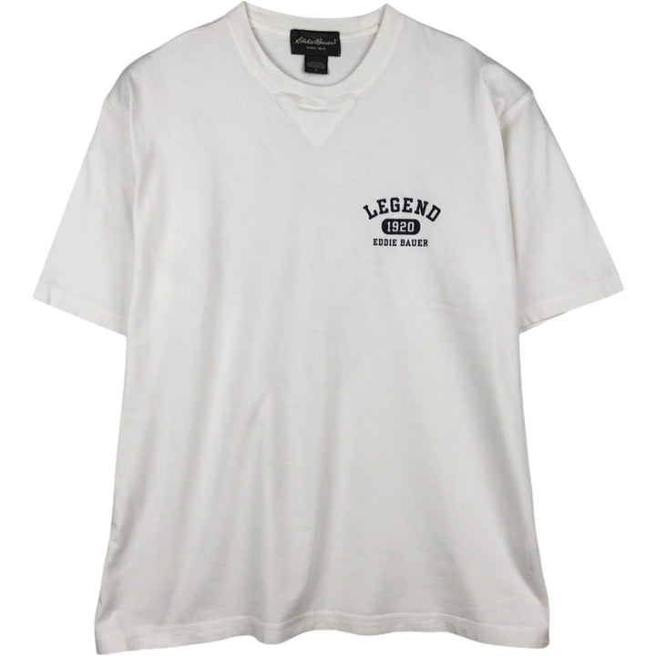 Eddie Bauer Short-Sleeve Printed T-Shirt, Men's Size L (approx.) cotton white type Vintage Second Hand