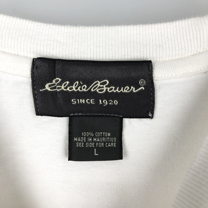 Eddie Bauer Short-Sleeve Printed T-Shirt, Men's Size L (approx.) cotton white type Vintage Second Hand