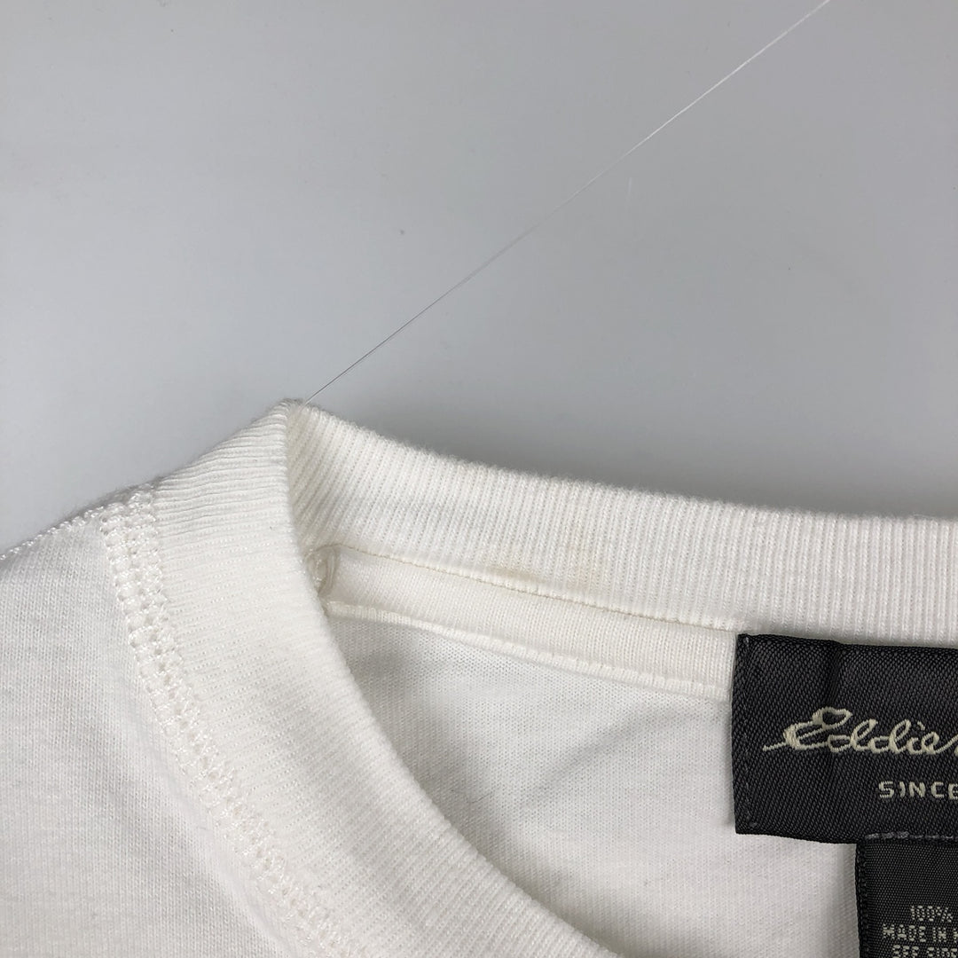 Eddie Bauer Short-Sleeve Printed T-Shirt, Men's Size L (approx.) cotton white type Vintage Second Hand
