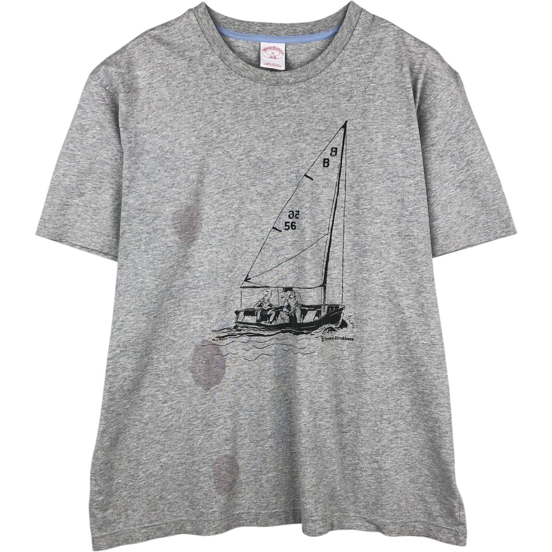 Brooks Brothers 1818 Short-Sleeve Printed T-Shirt, Men's Size XL (approx.) cotton gray type Vintage Second Hand