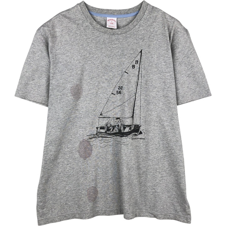 Brooks Brothers 1818 Short-Sleeve Printed T-Shirt, Men's Size XL (approx.) cotton gray type Vintage Second Hand