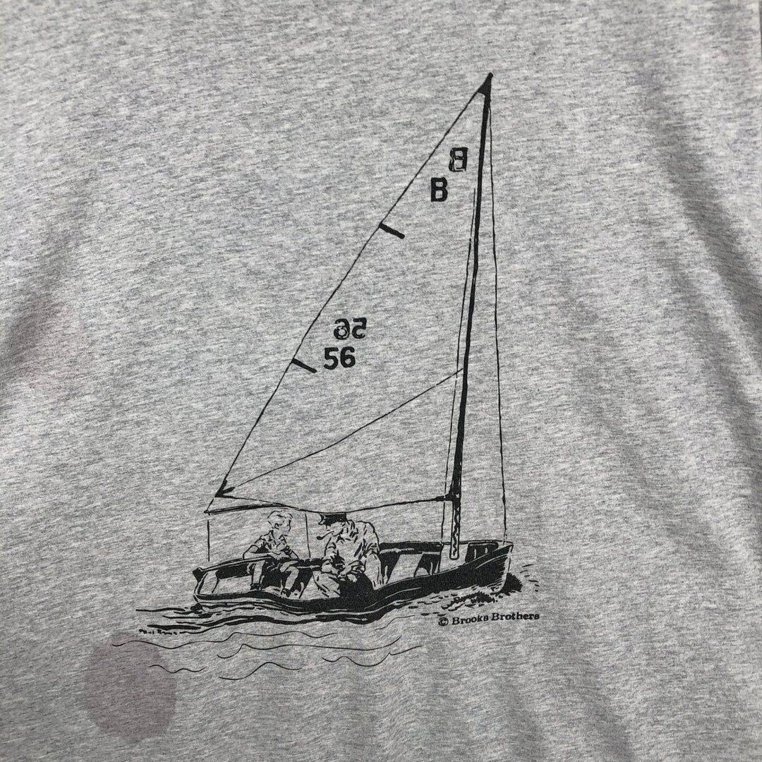 Brooks Brothers 1818 Short-Sleeve Printed T-Shirt, Men's Size XL (approx.) cotton gray type Vintage Second Hand