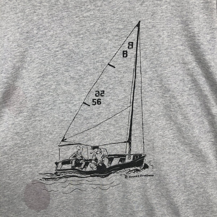 Brooks Brothers 1818 Short-Sleeve Printed T-Shirt, Men's Size XL (approx.) cotton gray type Vintage Second Hand